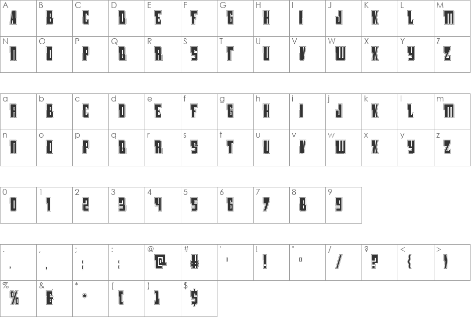 Lamprey Academy font character map preview