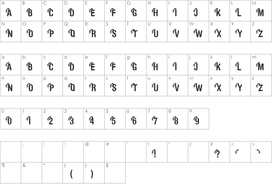 Land Line font character map preview