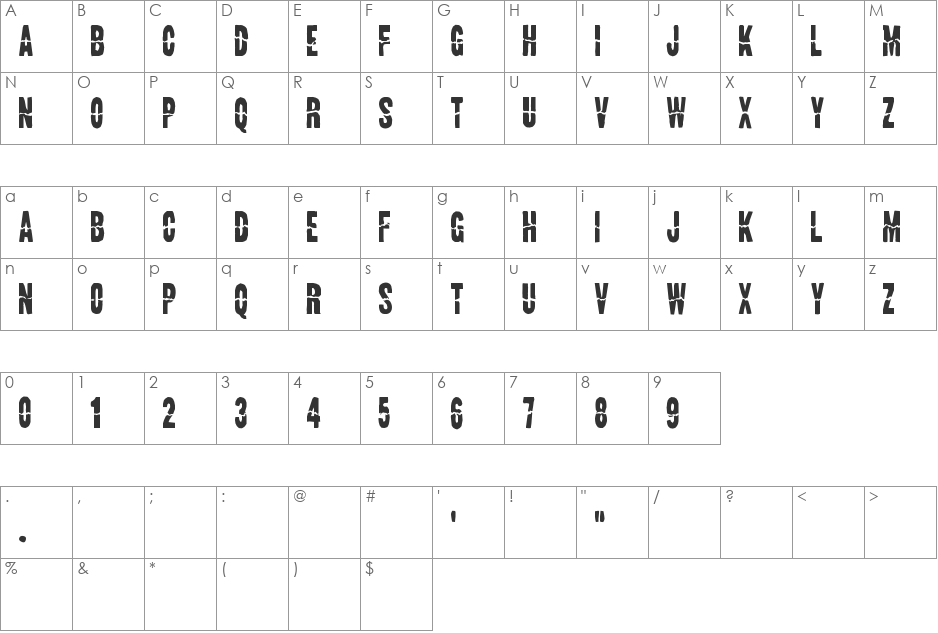 Land Speed Record font character map preview