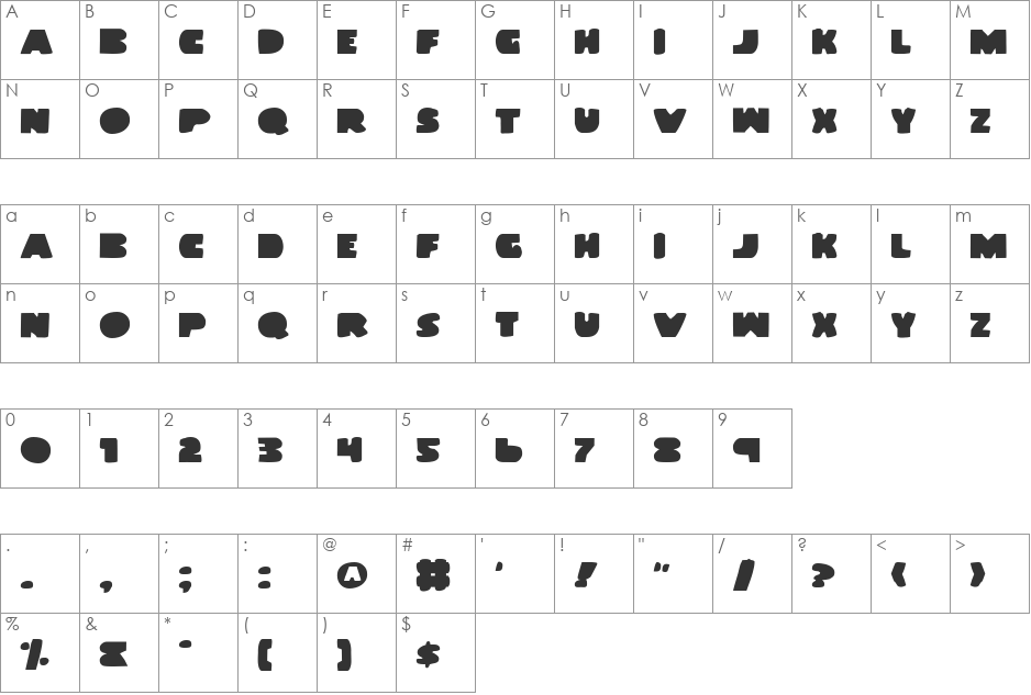 Land Whale font character map preview