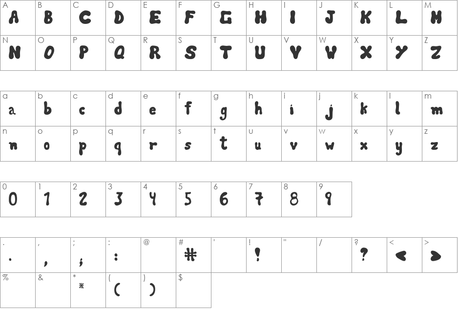 Landa font character map preview