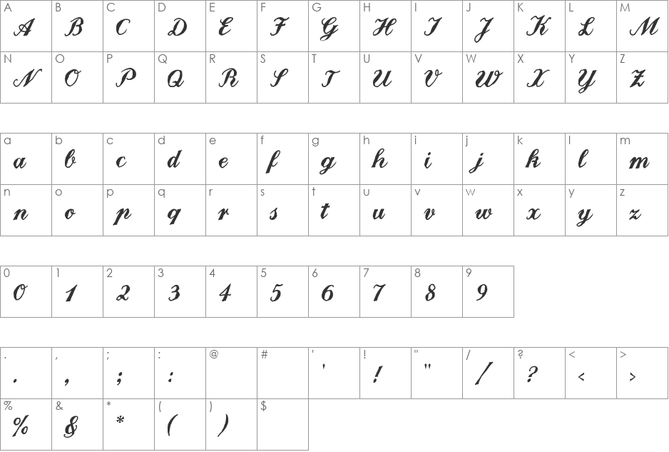 Landliebe font character map preview
