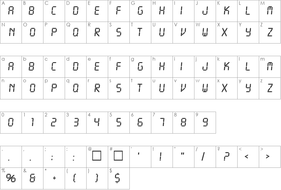 LANGDON font character map preview