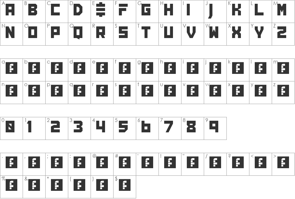 Lantern font character map preview