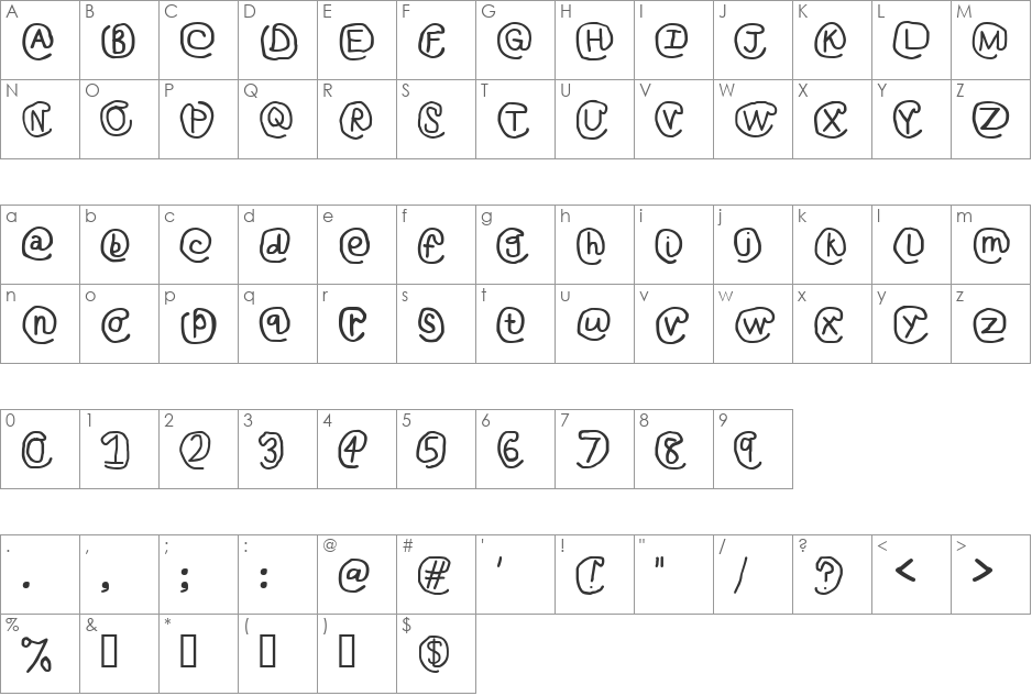 At Sign font character map preview