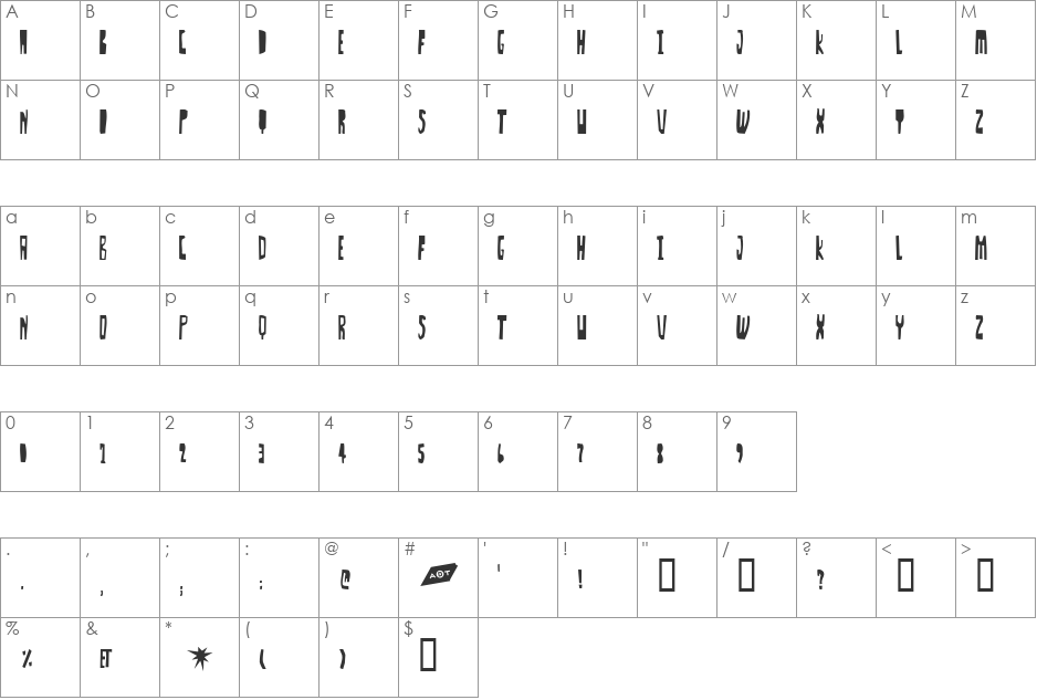 LaPierre font character map preview