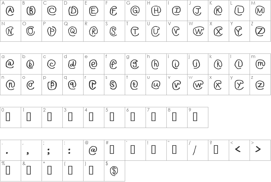 At Sign font character map preview
