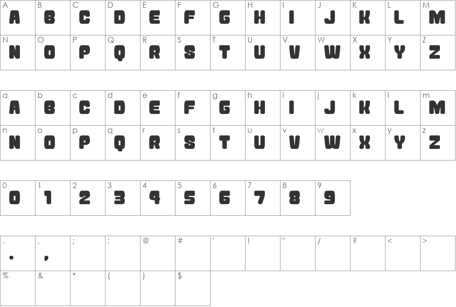 Atama Simple font character map preview
