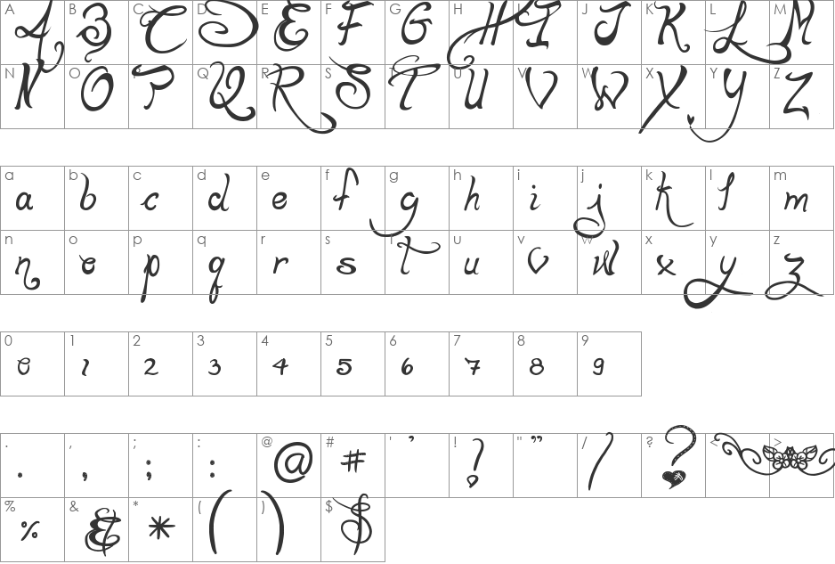 LaPointe's Road font character map preview