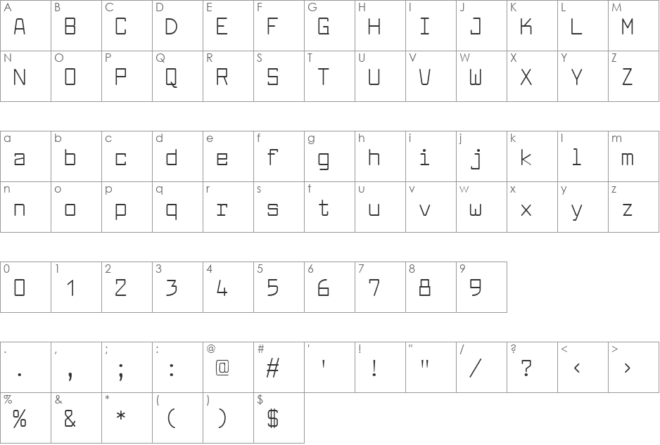 Larabiefont font character map preview