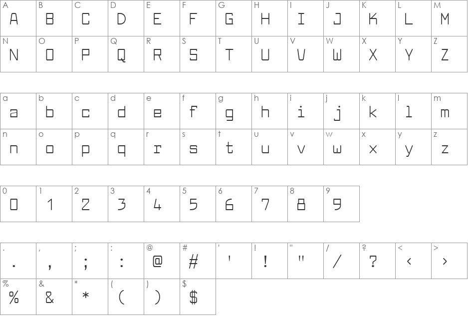 Larabiefont Free font character map preview