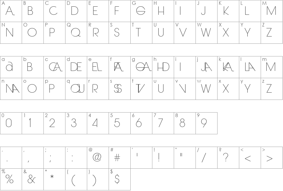 Laranjha Pro Fraco font character map preview