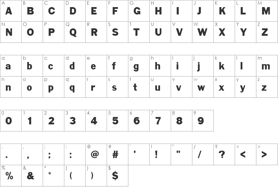 LargoD font character map preview