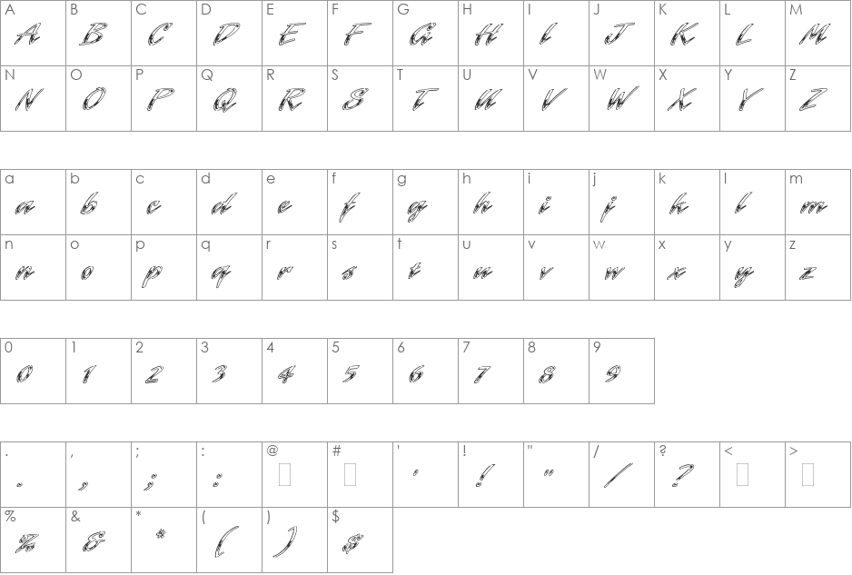 Laser Chrome font character map preview