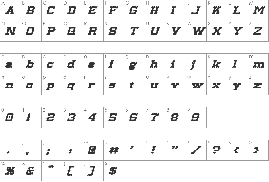 Lassiter font character map preview