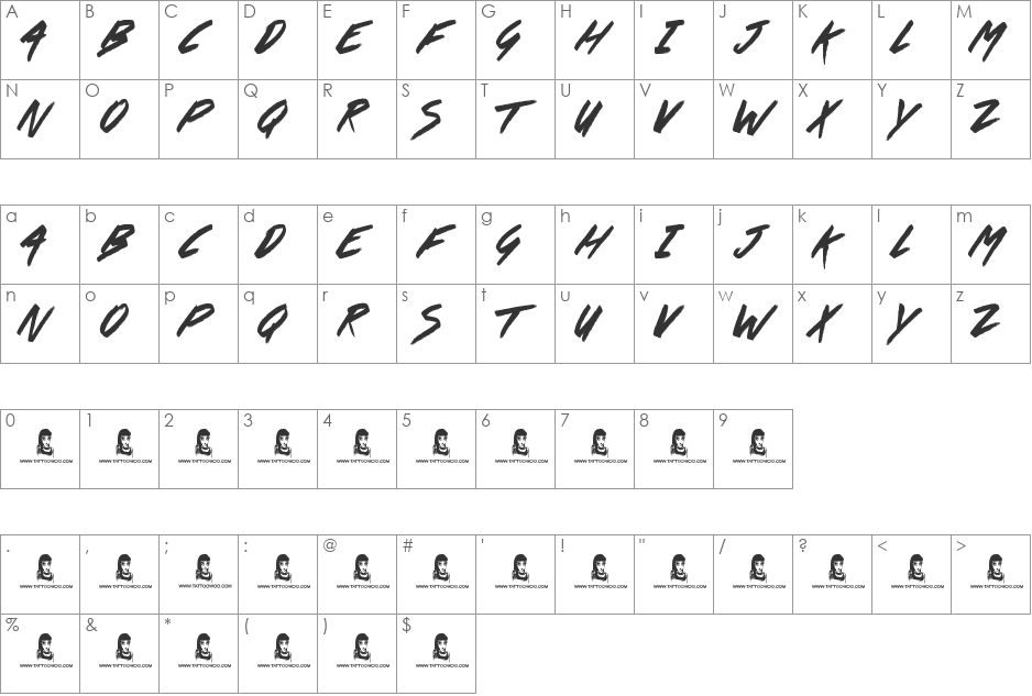 Last Feast font character map preview