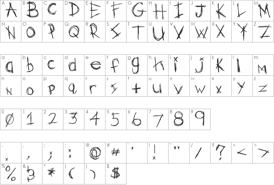 Last N Line font character map preview