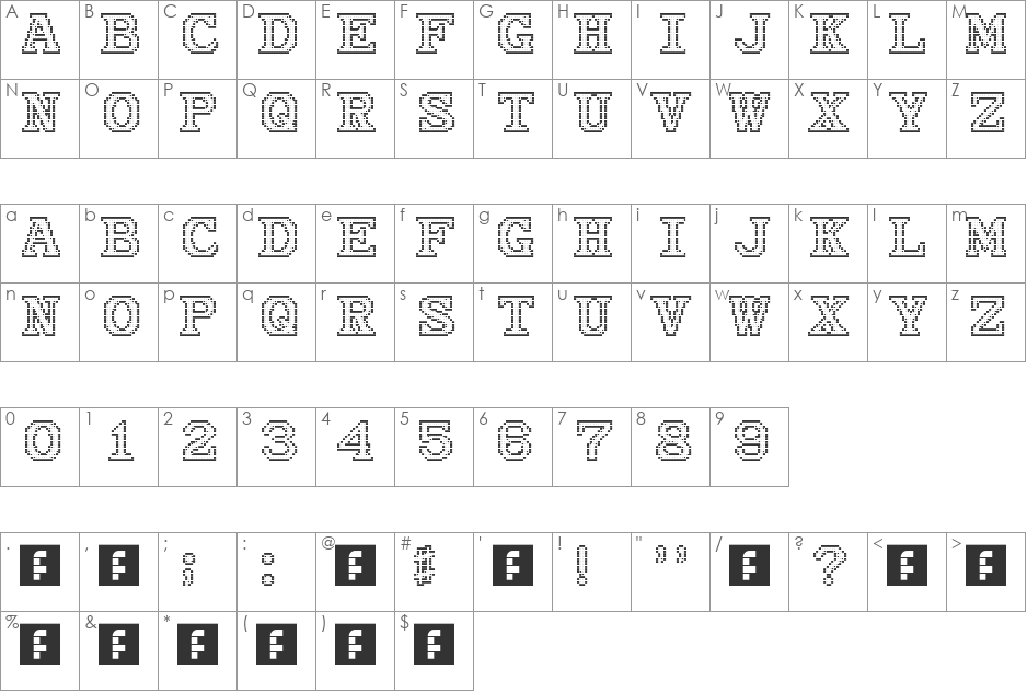 Atari Serif font character map preview