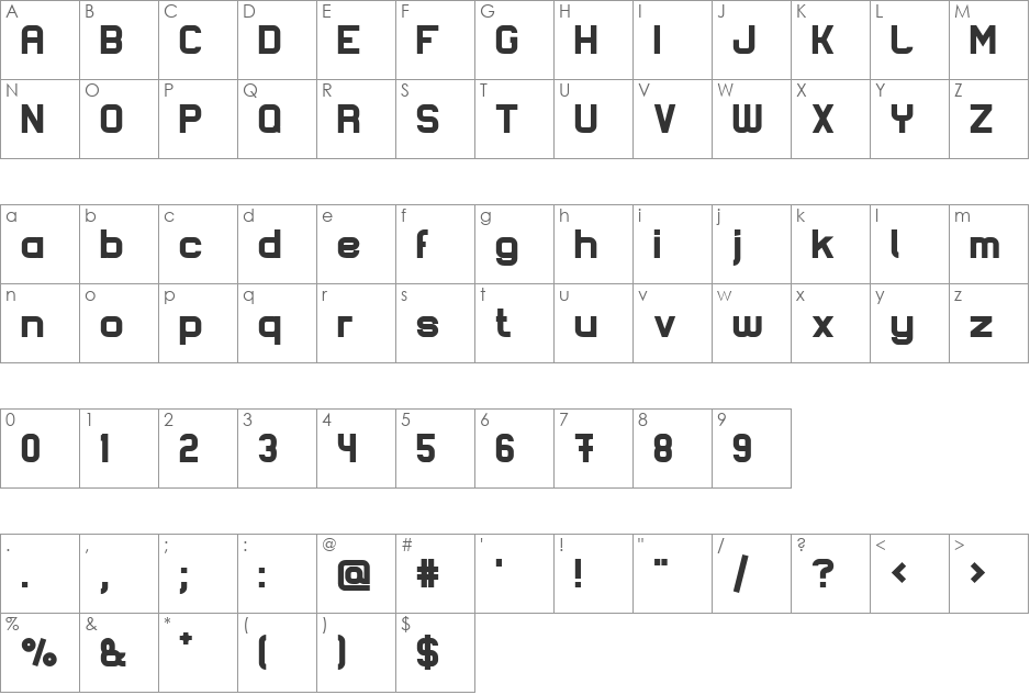 Lastwaerk thin font character map preview