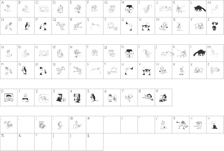 LastWit font character map preview