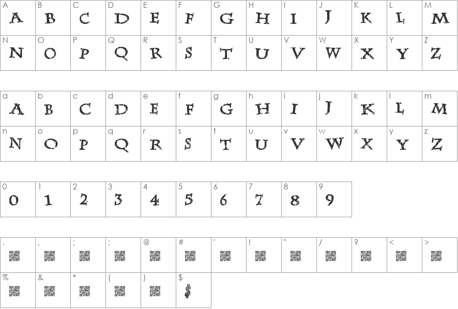 LateDrank font character map preview