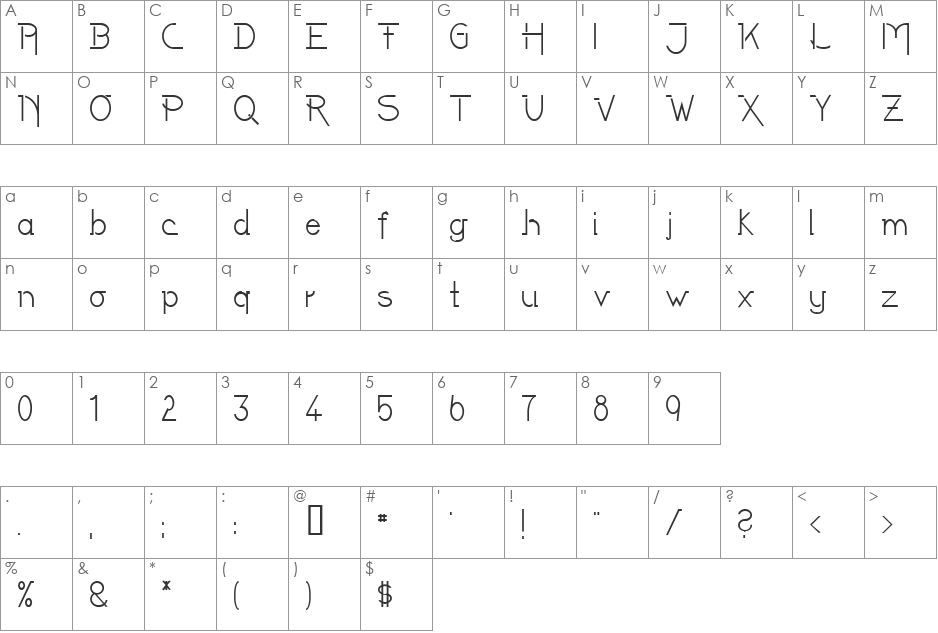 LateNite font character map preview