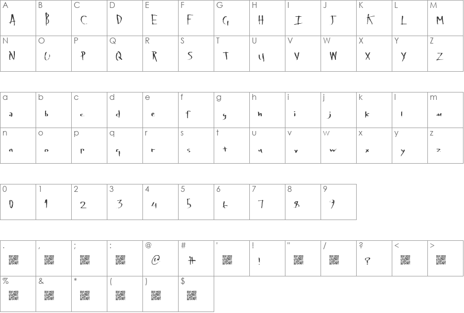 LateVaping font character map preview