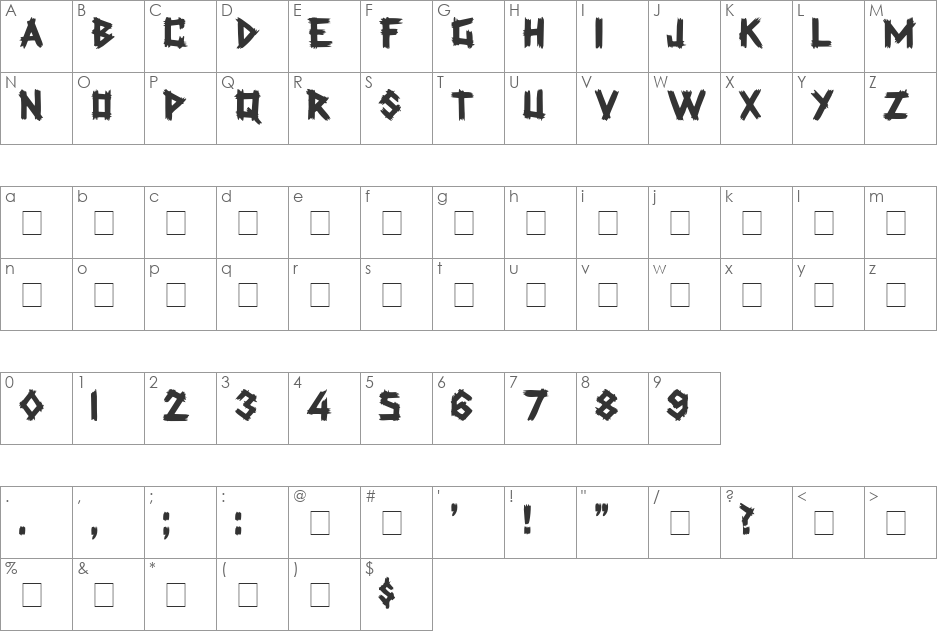 Latex Display Caps SSi font character map preview