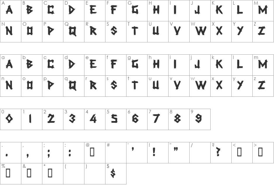 LatexDisplayCapsSSK font character map preview