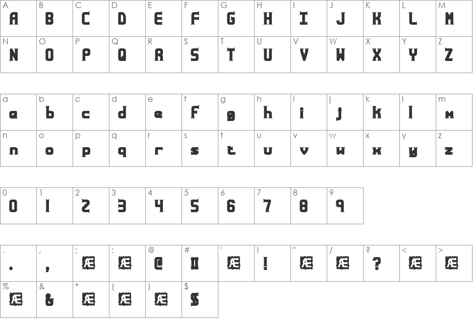 Ataxia (BRK) font character map preview