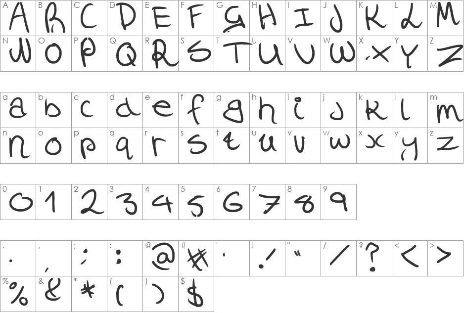 Laura Cocks font character map preview