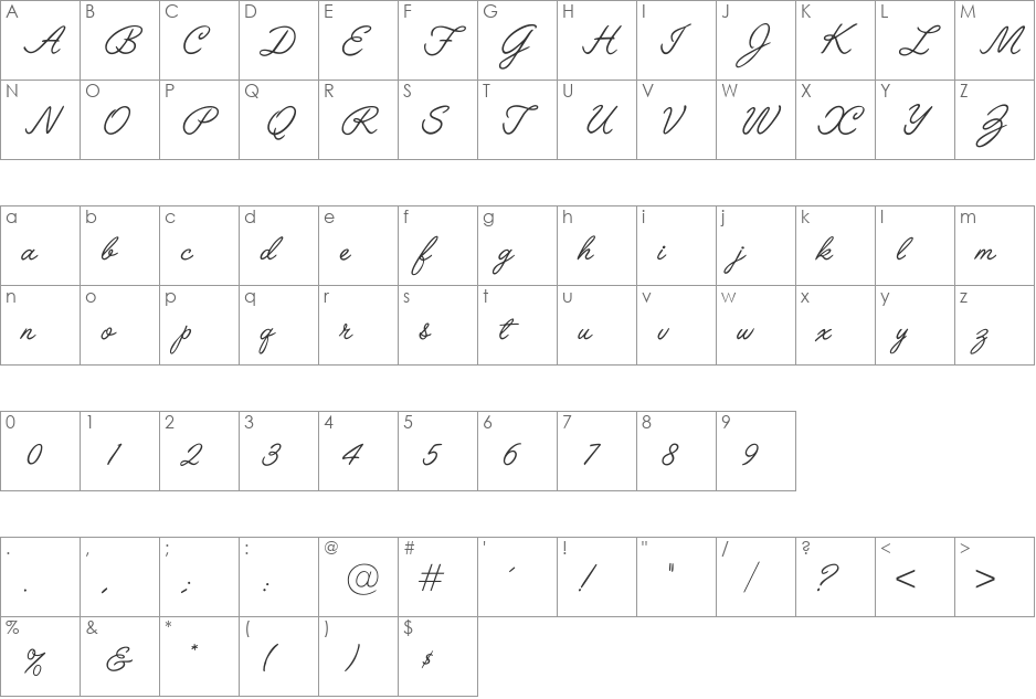 Laurell font character map preview