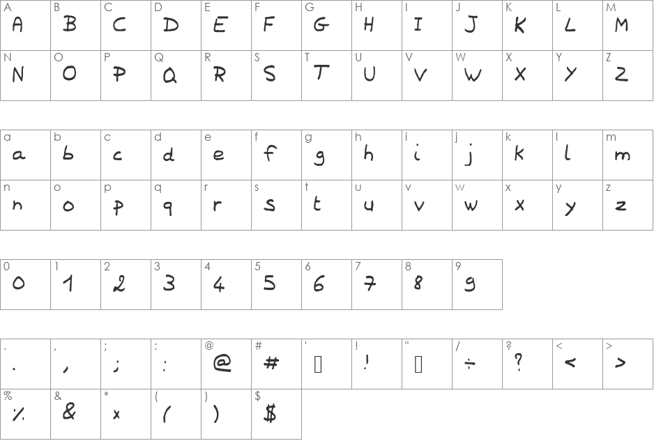 LaureneScriptFont font character map preview