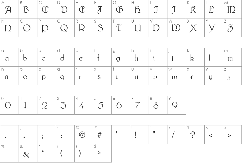 Lautenbach font character map preview