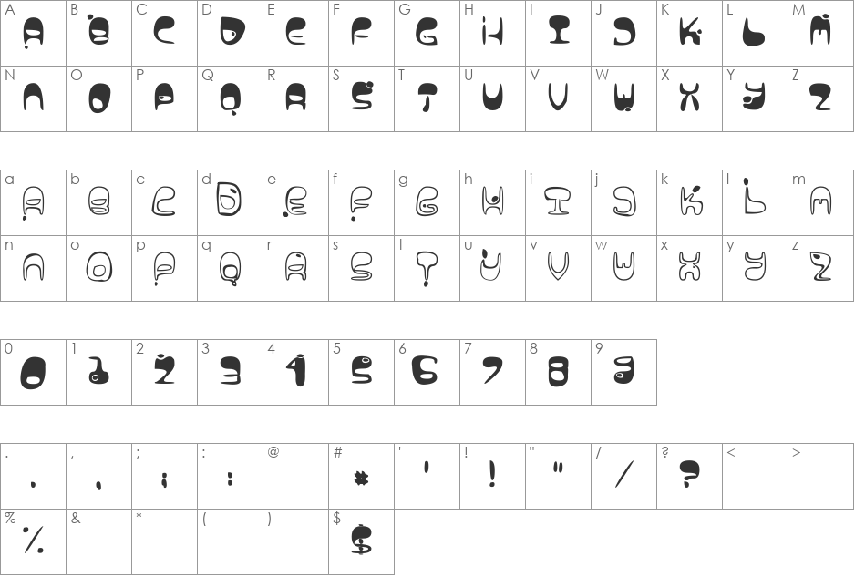 Lava Vision font character map preview