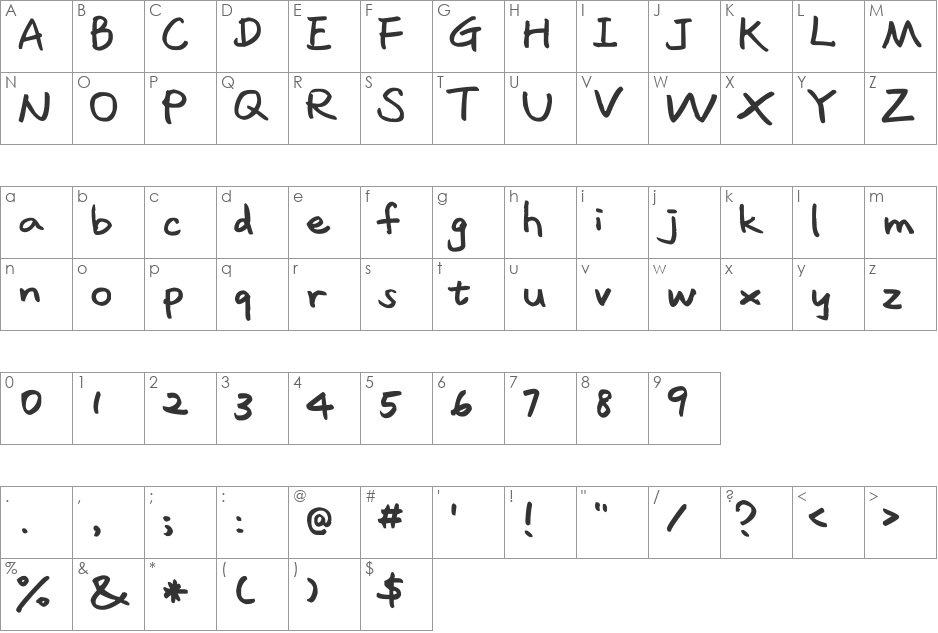 Lavalamp font character map preview