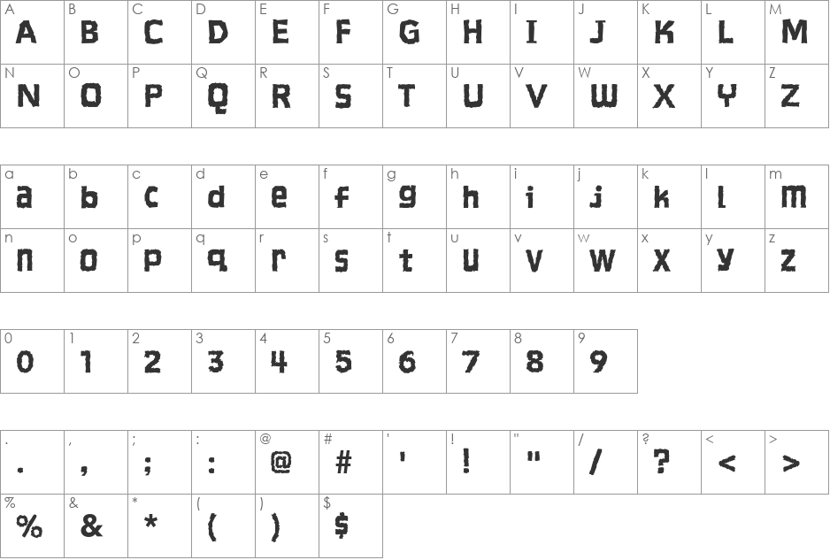 Lavaman font character map preview