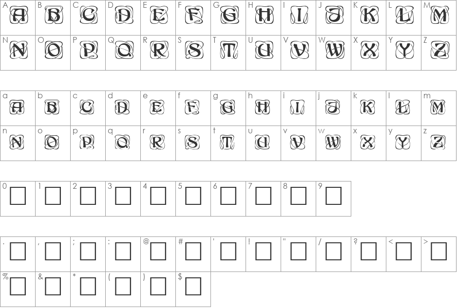 Lavendel font character map preview