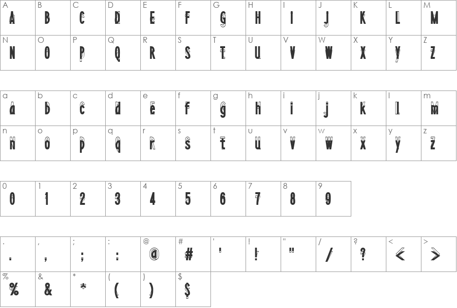 LayerfaceUnion font character map preview