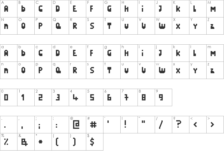 LazySunday font character map preview