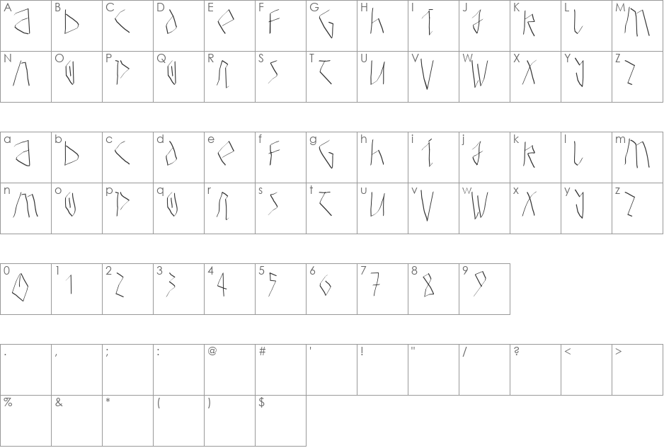 Athena font character map preview