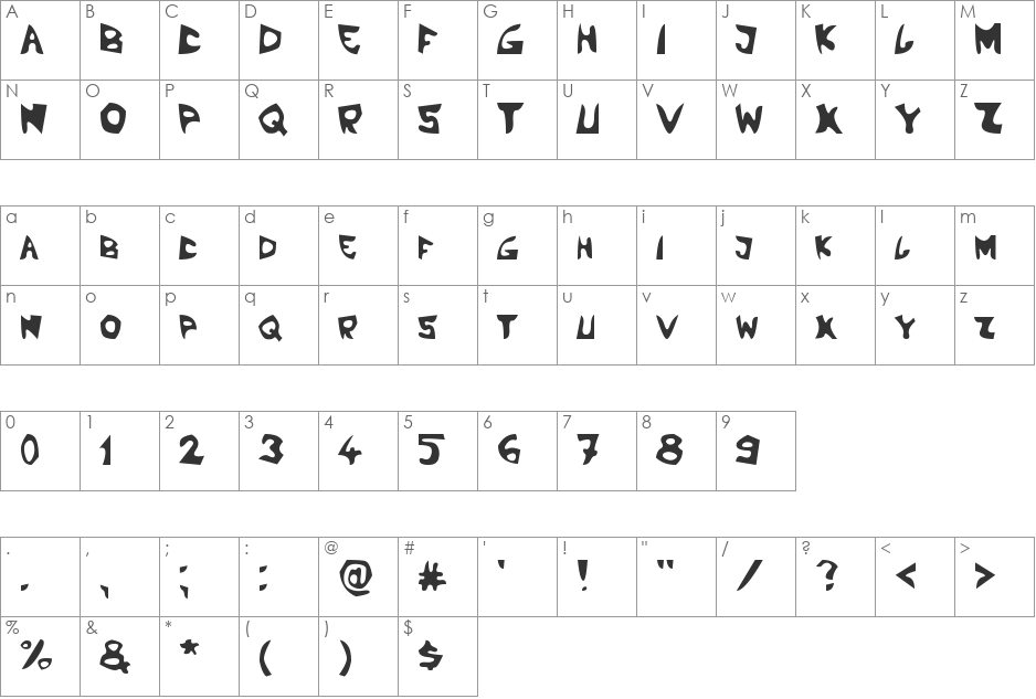 LBC Boom font character map preview