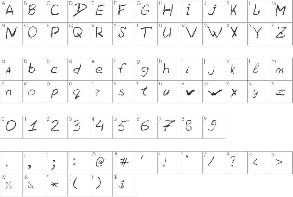 LC Chalk font character map preview