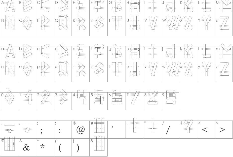 LC Fence font character map preview