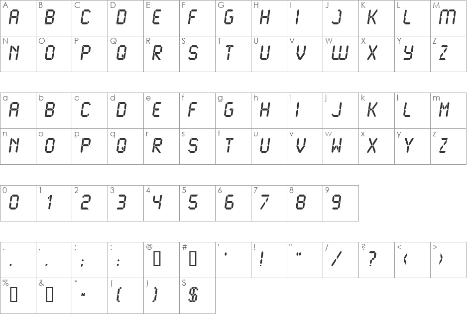 LCD2 font character map preview