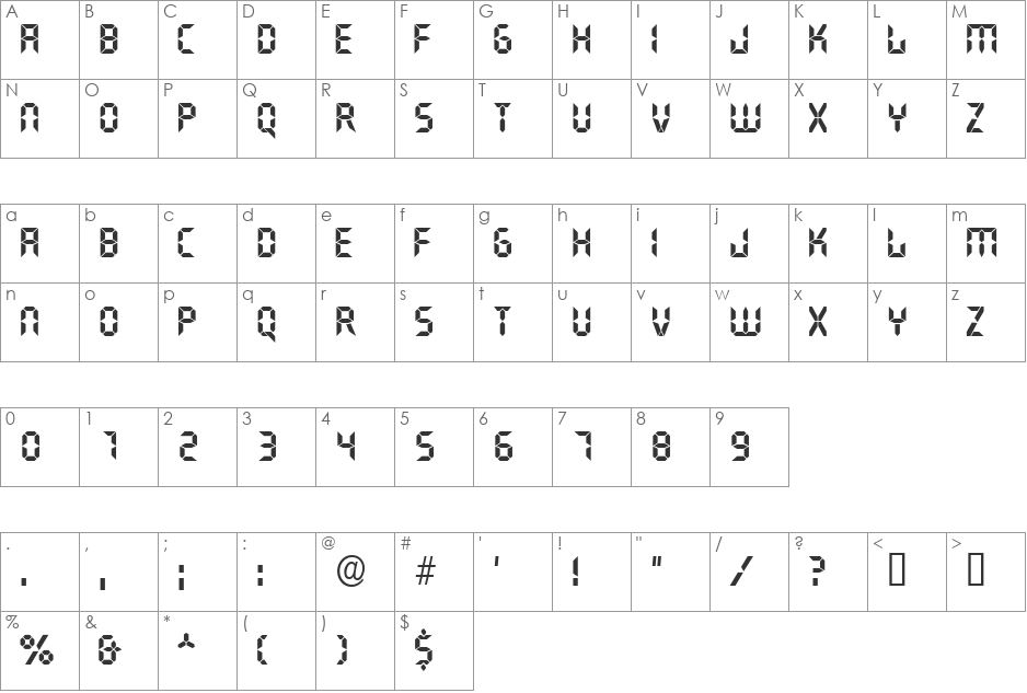 LCDDisplayCapsSSK font character map preview