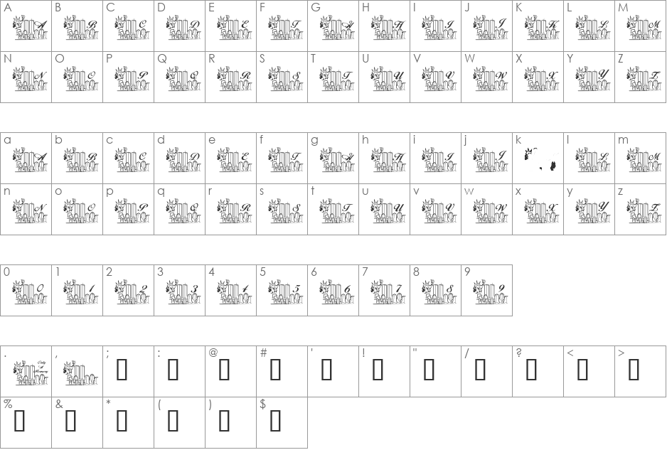 LCR Only A Memory font character map preview