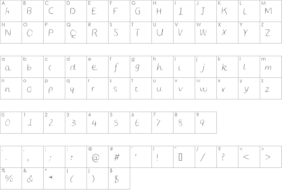 LCSimple font character map preview