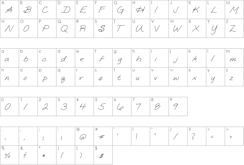 LD Fine Print 1 font character map preview