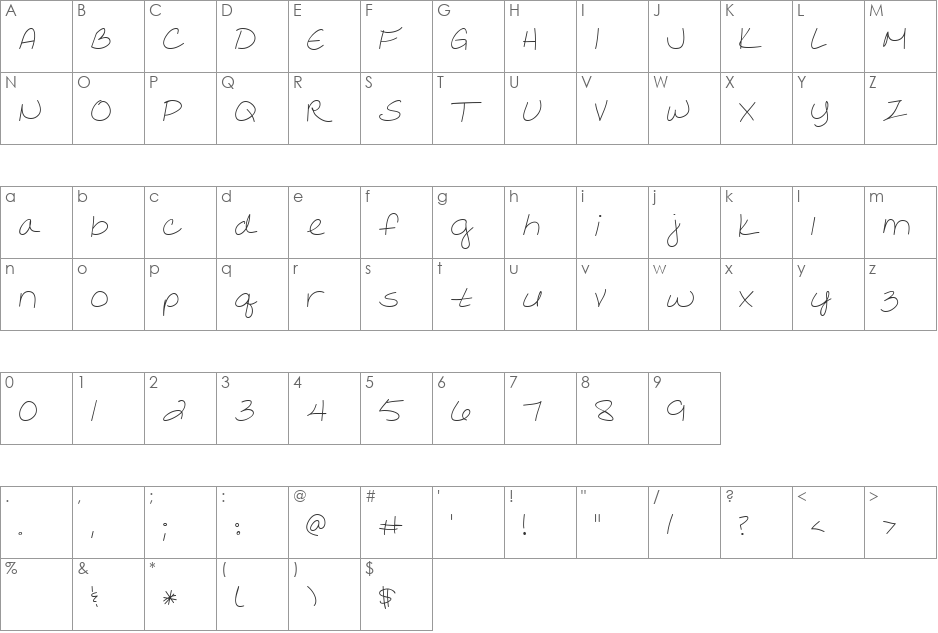 LD Fine Print 14 font character map preview